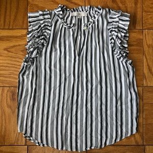 NWOT Loft Ruffle Shoulder V-neck Keyhole Blouse